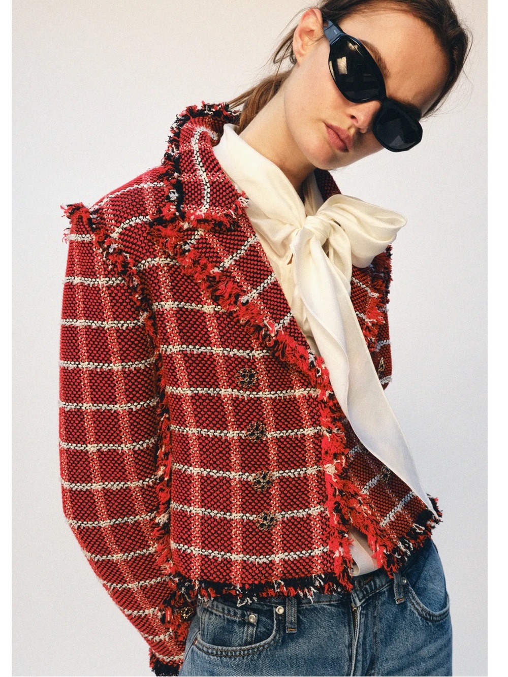 NWT ZW COLLECTION TEXTURED BLAZER IN RED WHITE AND BLACK